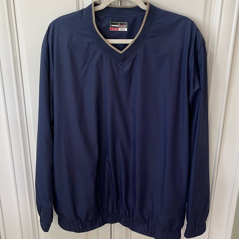 Grand Slam men’s V neck Pullover blue Windbreaker jacket sweater size large